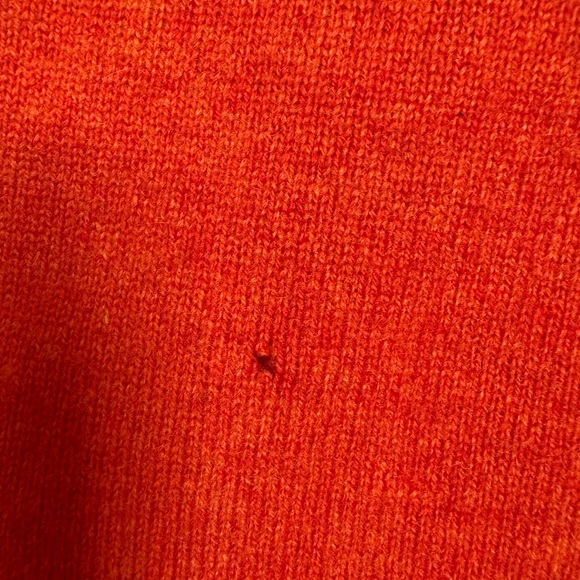 J Crew cashmere crew sweater bird intarsia orange and yellow XS - Picture 3 of 4